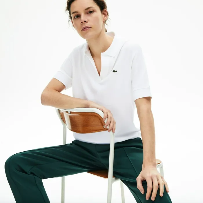 Relaxed Piqu Polo White Womens Lacoste Polos Outlet Factory