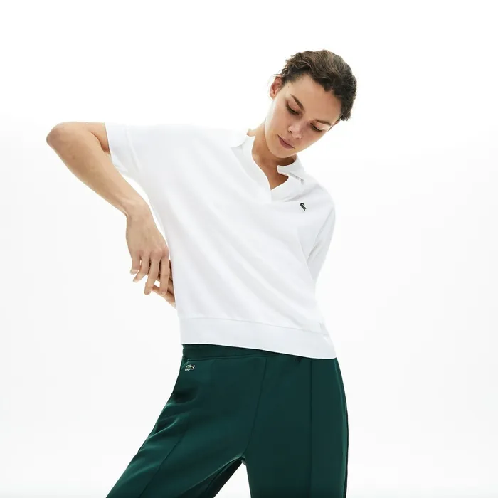 Relaxed Piqu Polo White Womens Lacoste Polos Outlet Factory