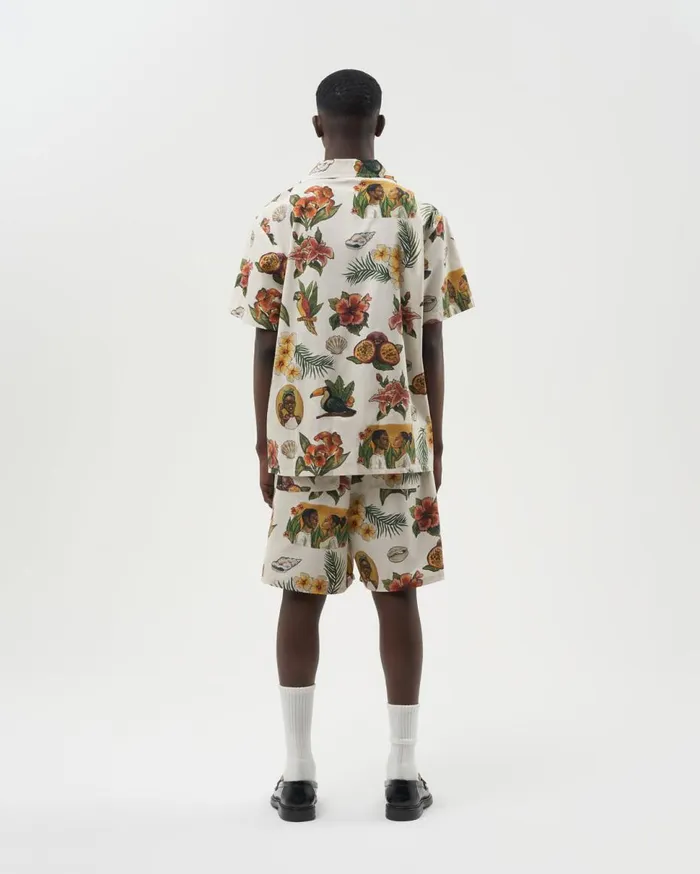Resort Shirt Parrot Print White Men Filling Pieces TShirts and Shirts