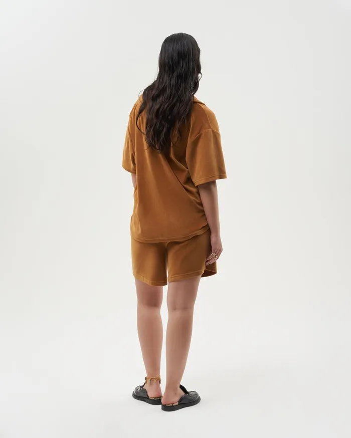 Resort Shirt Velvet Caramel Beige WomenMen Filling Pieces TShirts and Shirts
