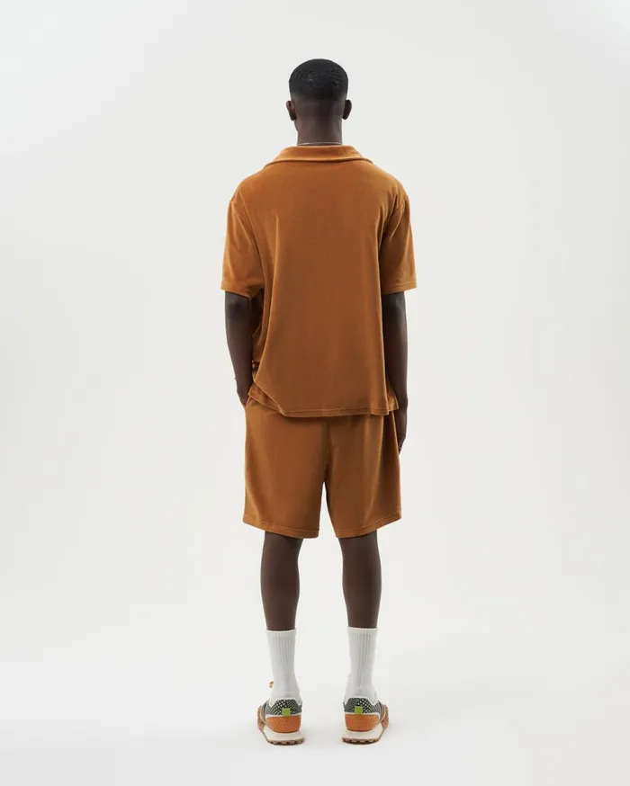 Resort Shirt Velvet Caramel Beige WomenMen Filling Pieces TShirts and Shirts