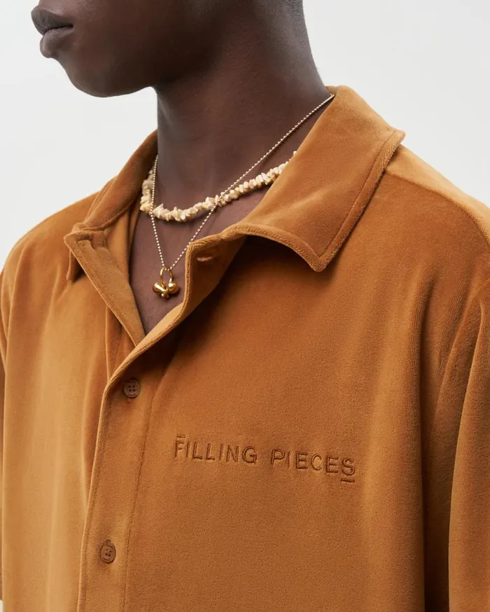 Resort Shirt Velvet Caramel Beige WomenMen Filling Pieces TShirts and Shirts