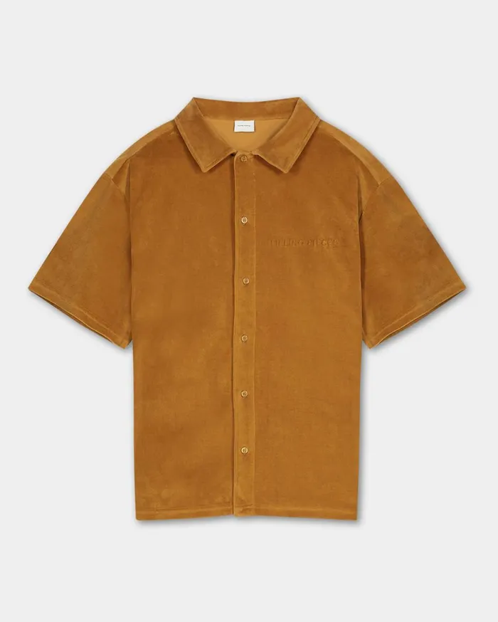 Resort Shirt Velvet Caramel Beige WomenMen Filling Pieces TShirts and Shirts