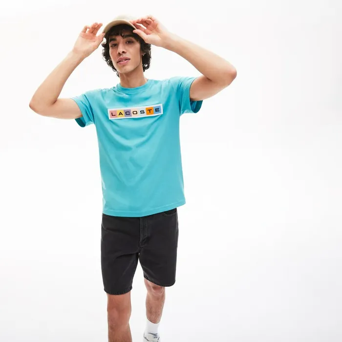 Retro Logo Graphic Tshirt Turquoise Mens Lacoste TShirts Online