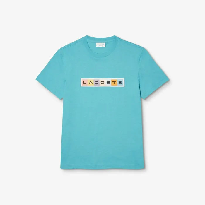 Retro Logo Graphic Tshirt Turquoise Mens Lacoste TShirts Online