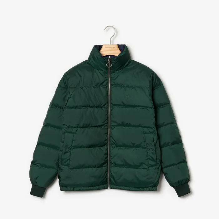 Reversible ColorBlocked WaterResistant Quilted Jacket GreenNavy BlueBordeaux Womens Lacoste Jackets and Coats Gift 4 You