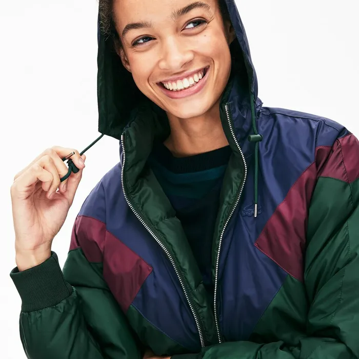 Reversible ColorBlocked WaterResistant Quilted Jacket GreenNavy BlueBordeaux Womens Lacoste Jackets and Coats Gift 4 You