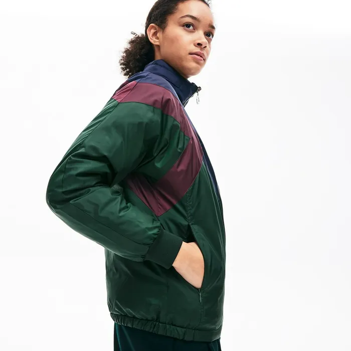 Reversible ColorBlocked WaterResistant Quilted Jacket GreenNavy BlueBordeaux Womens Lacoste Jackets and Coats Gift 4 You