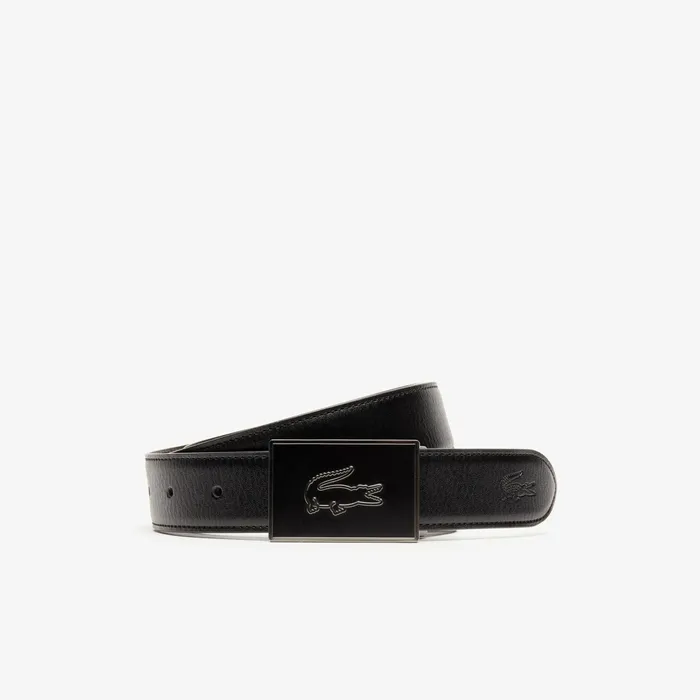Reversible Leather Belt And Interchangeable Buckles Gift Set Noir Marron Mens Lacoste Belts Shop