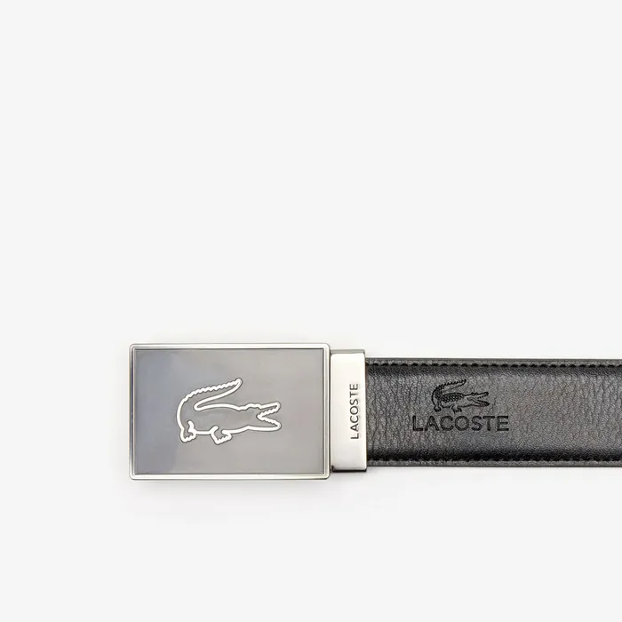 Reversible Leather Belt And Interchangeable Buckles Gift Set Noir Marron Mens Lacoste Belts Shop