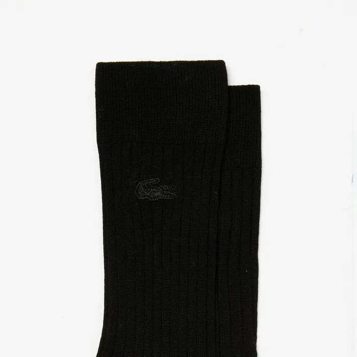 Ribbed Cotton Blend Socks Black Mens Lacoste Socks For Sale