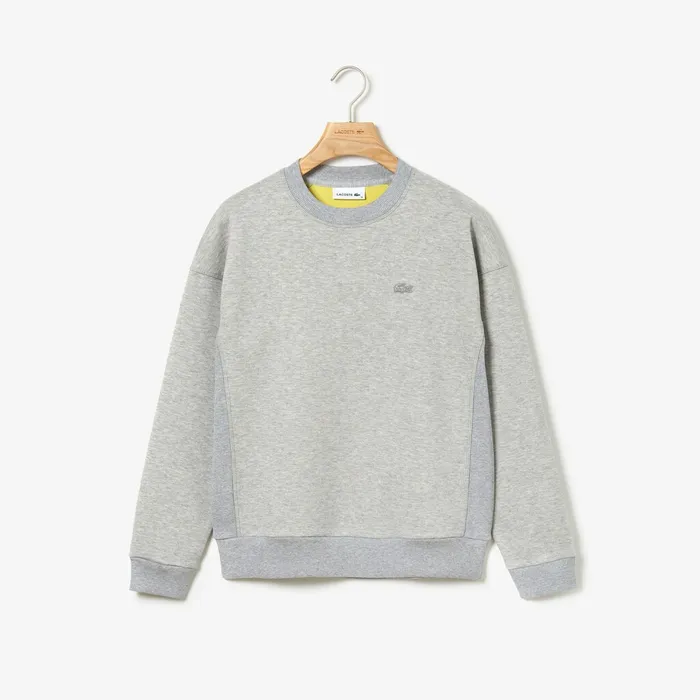 RibbedPanel TwoTone Sweatshirt Grey Chine Womens Lacoste Sweaters and Sweatshirts On Sale