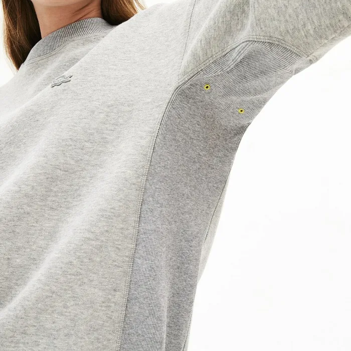 RibbedPanel TwoTone Sweatshirt Grey Chine Womens Lacoste Sweaters and Sweatshirts On Sale