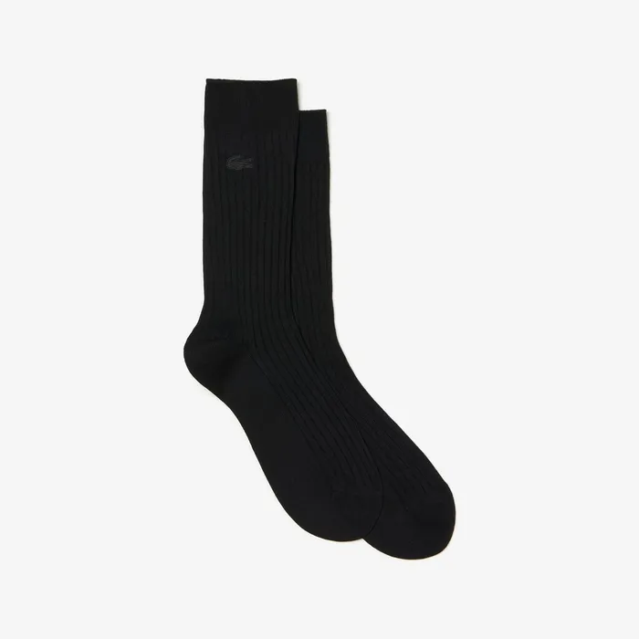 Ribbed Socks Black Mens Lacoste Socks Store