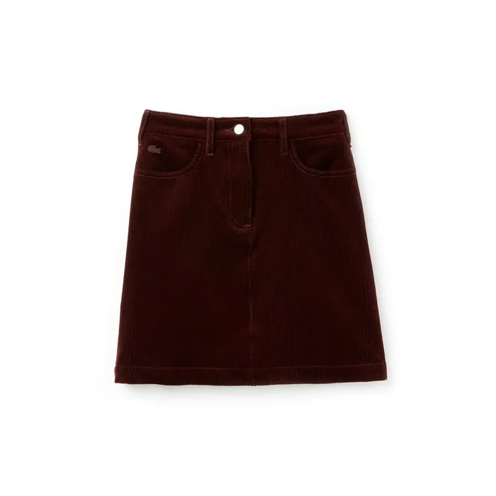 Ribbed Stretch Velour ALine Skirt Brown Womens Lacoste Dresses and Skirts For Sale