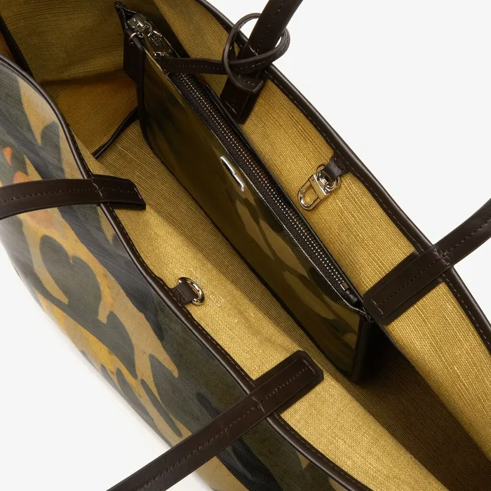 Robert George Large Coated Print Canvas Tote Bag Original Green Womens Lacoste Bags For Sale Online