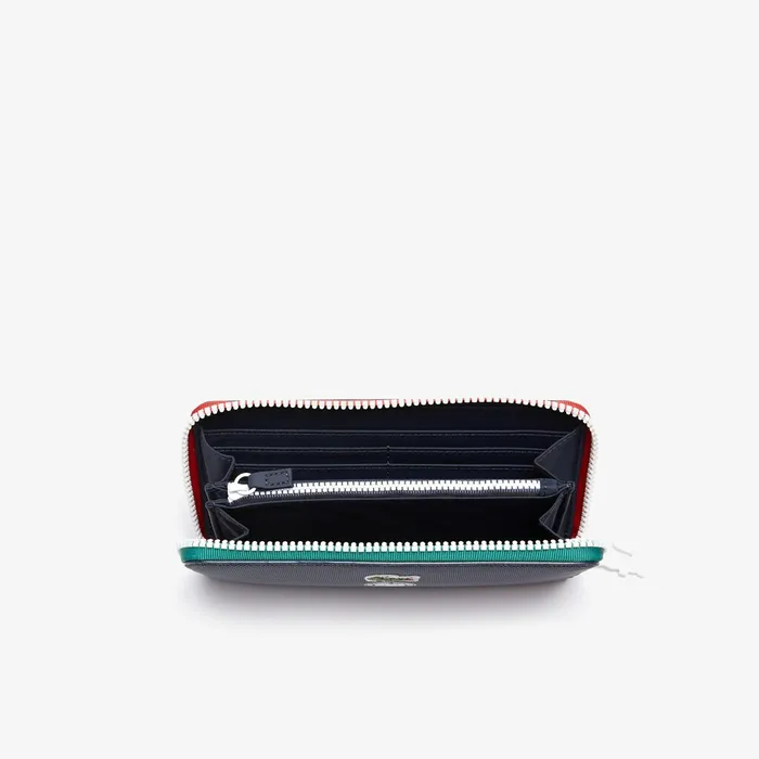 Roland Garros Contrast Interior Zippered Wallet Peacoat Verdant Green Mol Womens Lacoste Small Leather Goods Popular