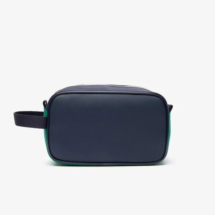 Roland Garros Nylon Zippered Toiletry Bag Peacoat Verdant Green Mol Mens Lacoste Small Leather Goods For Sale