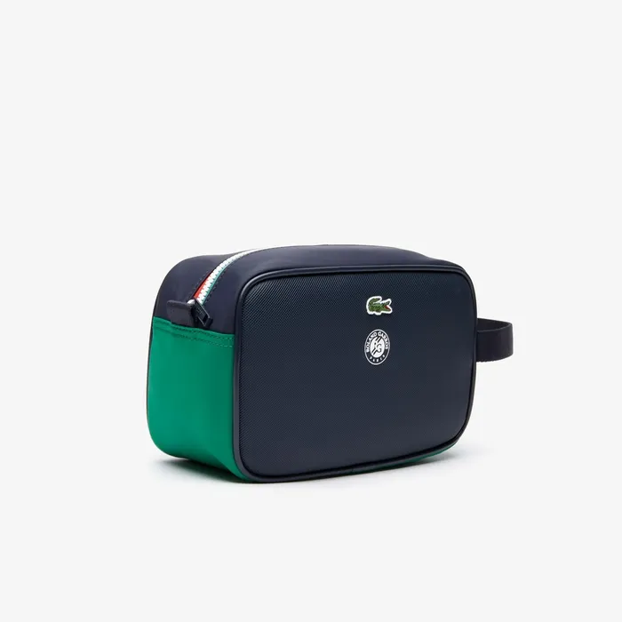 Roland Garros Nylon Zippered Toiletry Bag Peacoat Verdant Green Mol Mens Lacoste Small Leather Goods For Sale