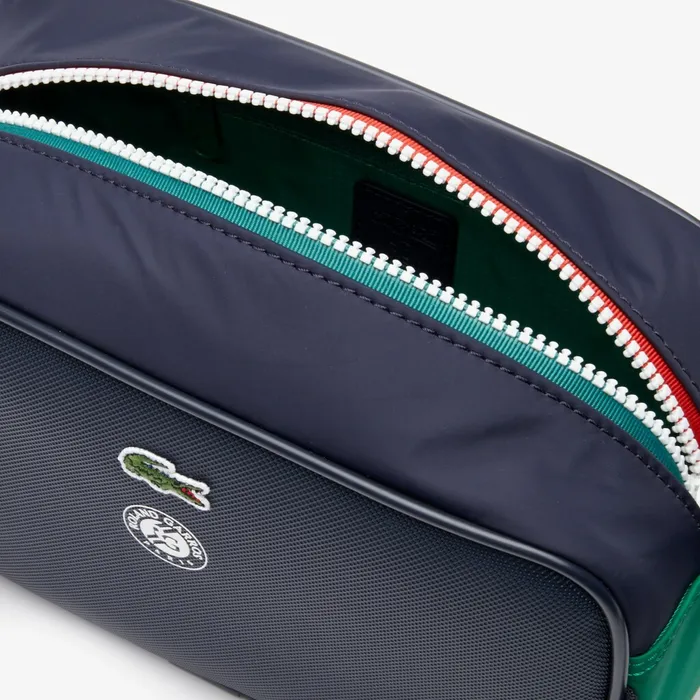 Roland Garros Nylon Zippered Toiletry Bag Peacoat Verdant Green Mol Mens Lacoste Small Leather Goods For Sale
