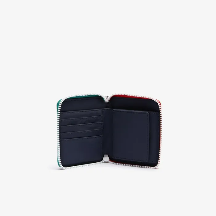 Roland Garros Panama Hat Print Small Zippered Wallet Panama Womens Lacoste Small Leather Goods On Sale