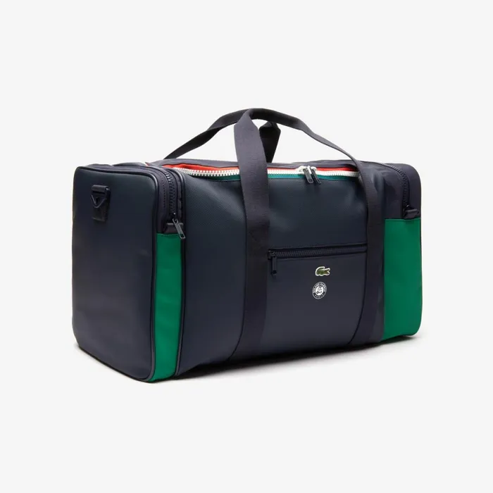 Roland Garros TwoTone Nylon Zippered Sports Bag Peacoat Verdant Green Mol Mens Lacoste Bags Shop