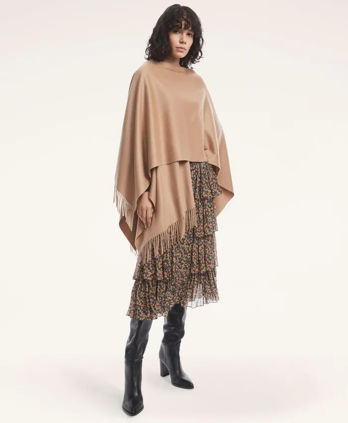 Scarves andamp Gloves Women Brooks Brothers Cashmere Ruana Camel