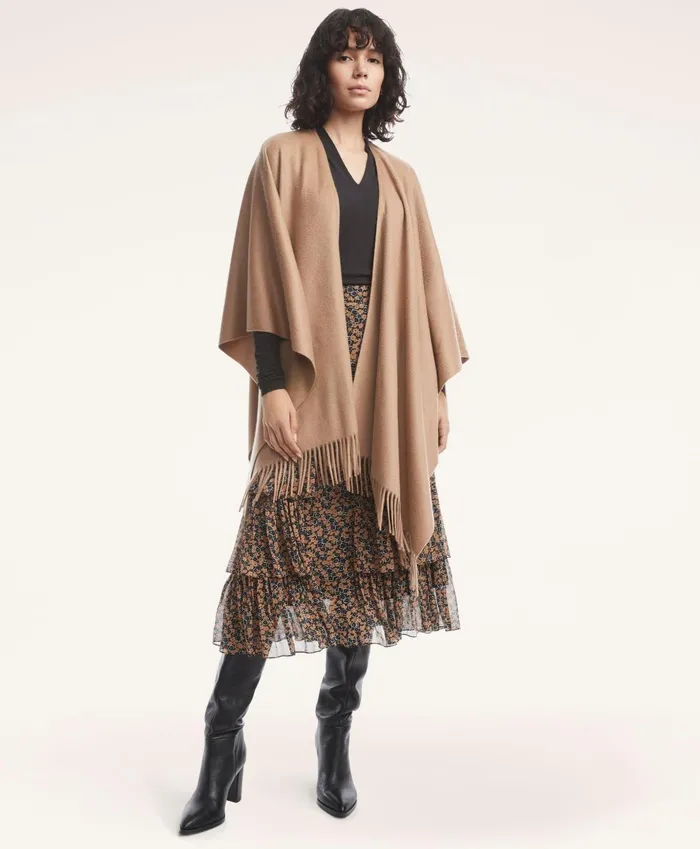 Scarves andamp Gloves Women Brooks Brothers Cashmere Ruana Camel