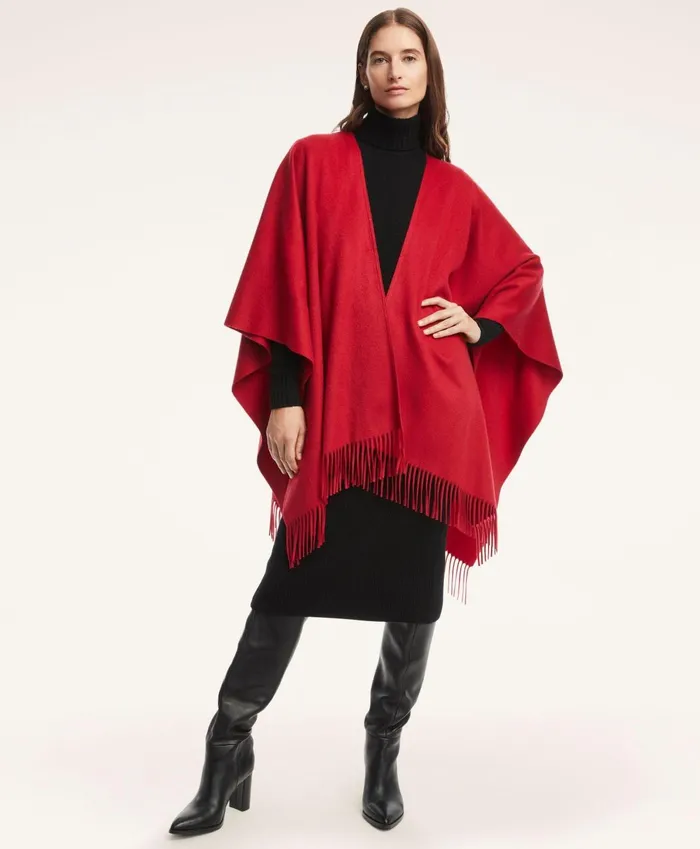 Scarves andamp Gloves Women Brooks Brothers Cashmere Ruana Red