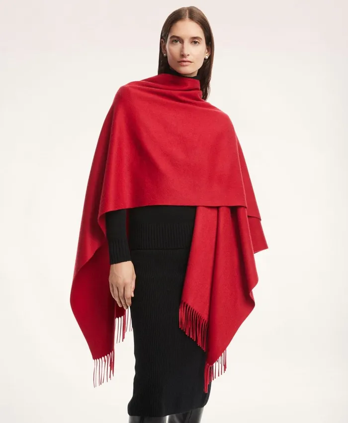 Scarves andamp Gloves Women Brooks Brothers Cashmere Ruana Red