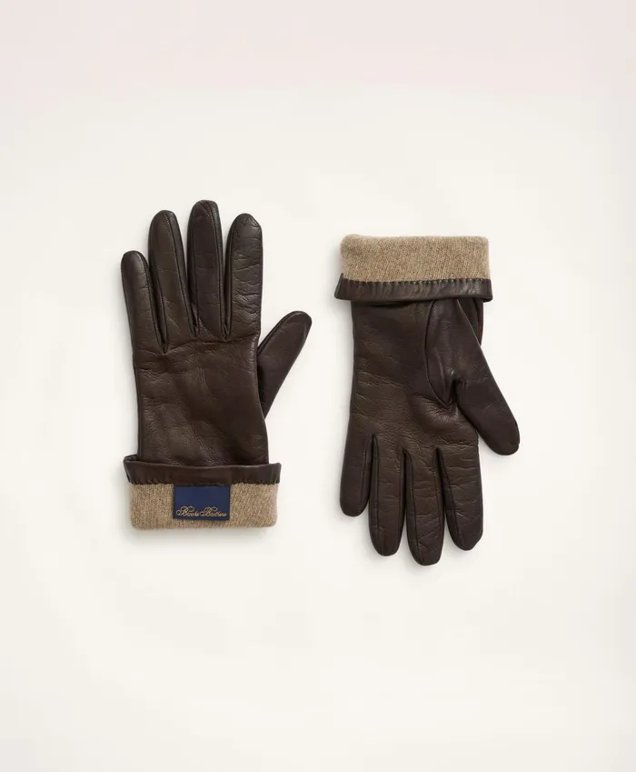 Scarves andamp Gloves Women Brooks Brothers Lambskin Gloves With Cashmere Lining Brown