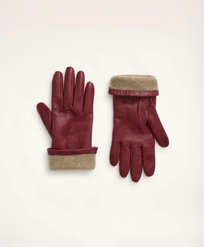 Scarves andamp Gloves Women Brooks Brothers Lambskin Gloves With Cashmere Lining Burgundy