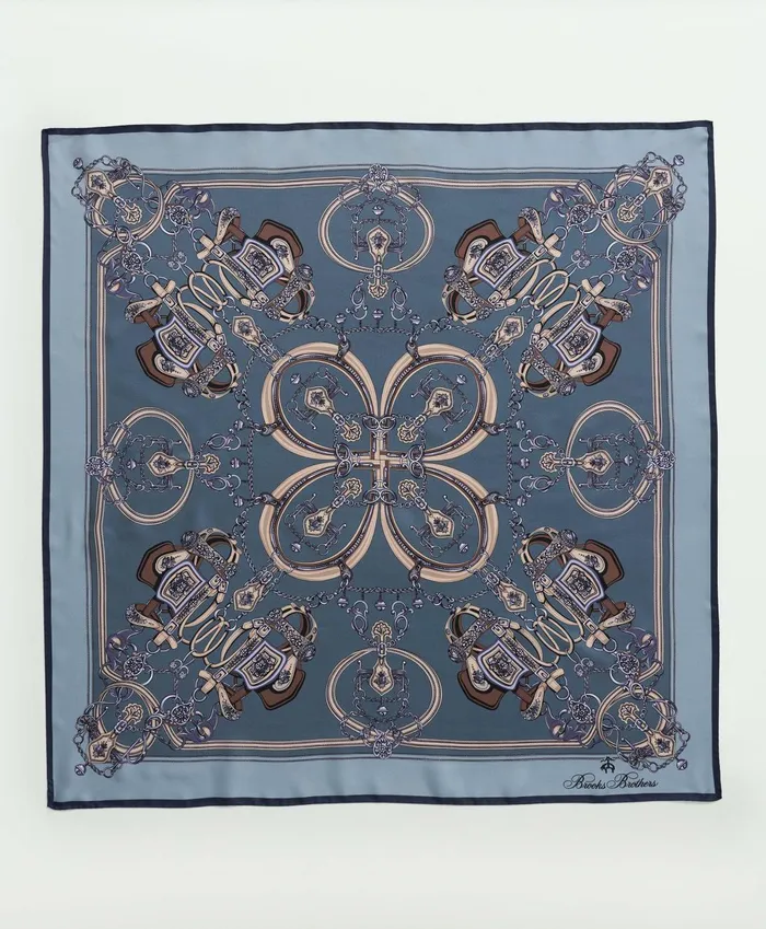 Scarves andamp Gloves Women Brooks Brothers Silk Twill Chain Scarf Navy