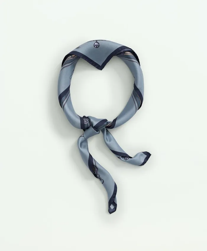 Scarves andamp Gloves Women Brooks Brothers Silk Twill Chain Scarf Navy