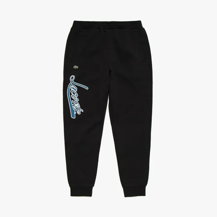 Script Fleece Track Pants Black Mens Lacoste Tracksuits For Sale