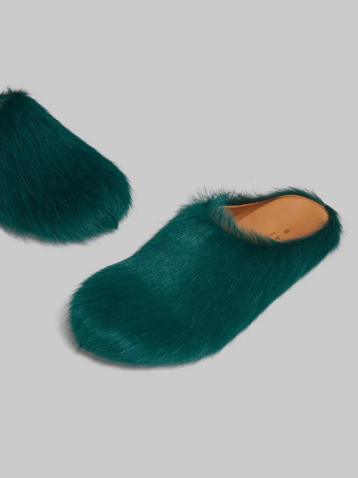 Sea Green Longhair Calfskin Fussbett Sabot Women Marni Fussbett