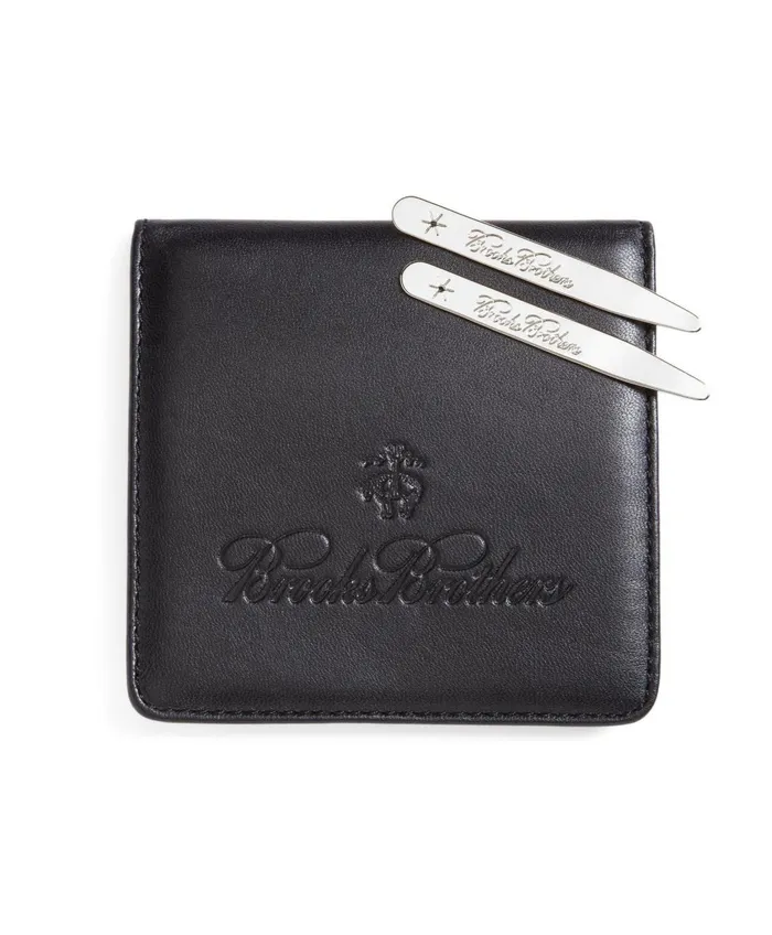 Shirt Accessories Men Brooks Brothers Metallic Collar Stays With Nappa Leather Case Silver Shirt Accessories Men Brooks Brothers Metallic Collar Stays With Nappa Leather Case Silver