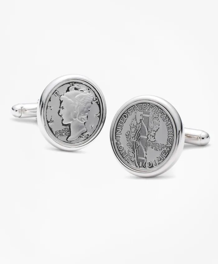 Shirt Accessories Men Brooks Brothers Replica Mercury Dime Coin Cuff Links Silver
