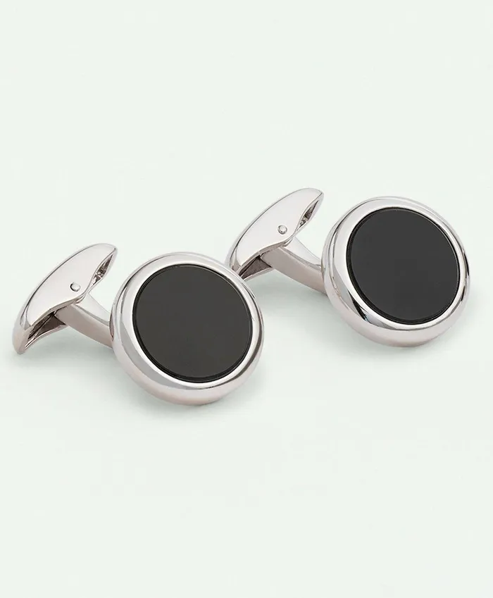 Shirt Accessories Men Brooks Brothers Sterling Silver Onyx RhodiumPlated Cufflinks Silver
