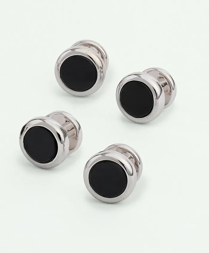 Shirt Accessories Men Brooks Brothers Sterling Silver Onyx RhodiumPlated Cufflinks Silver