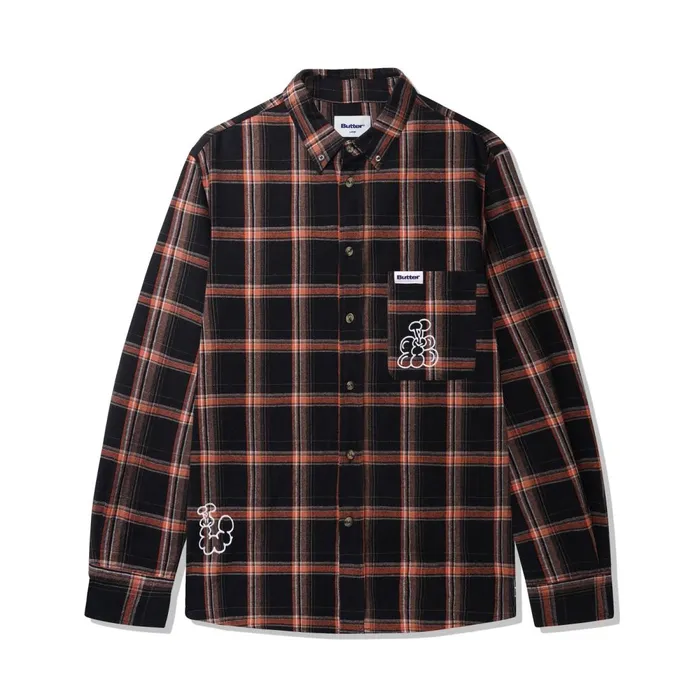 Shirts Men Butter Goods Bugs Flannel Shirt Black