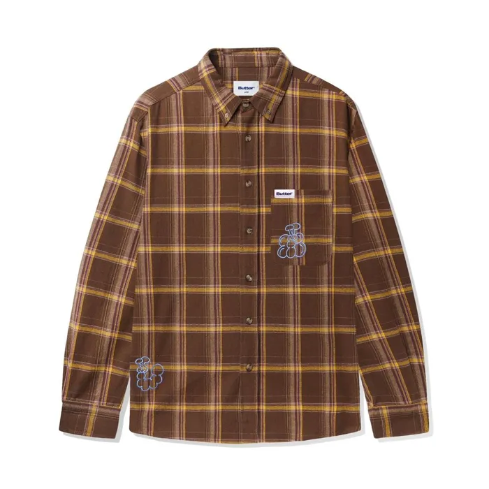 Shirts Men Butter Goods Bugs Flannel Shirt Chestnut