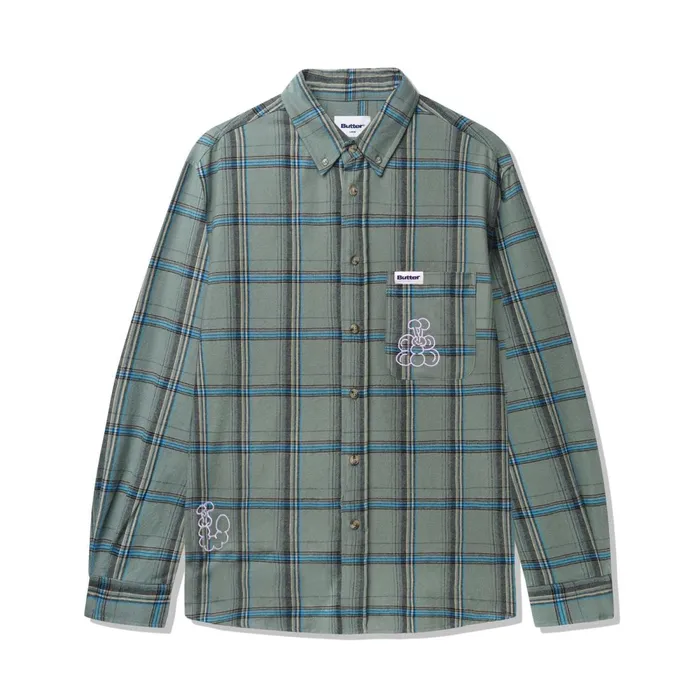 Shirts Men Butter Goods Bugs Flannel Shirt Sage