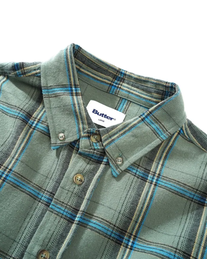 Shirts Men Butter Goods Bugs Flannel Shirt Sage Shirts Men Butter Goods Bugs Flannel Shirt Sage