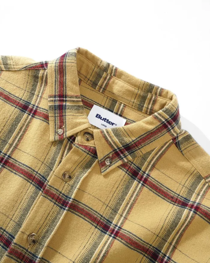 Shirts Men Butter Goods Bugs Flannel Shirt Tan Shirts Men Butter Goods Bugs Flannel Shirt Tan