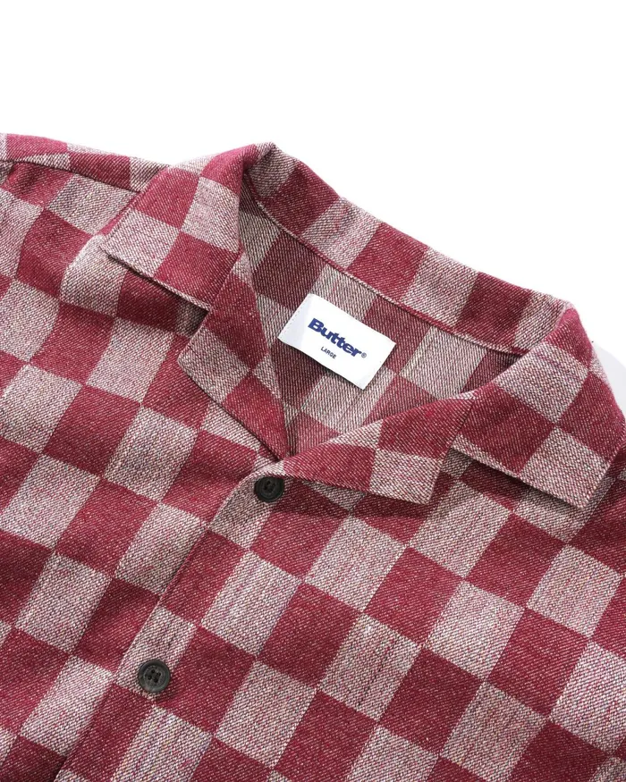 Shirts Men Butter Goods Checker Vacation SS Shirt Burgundy