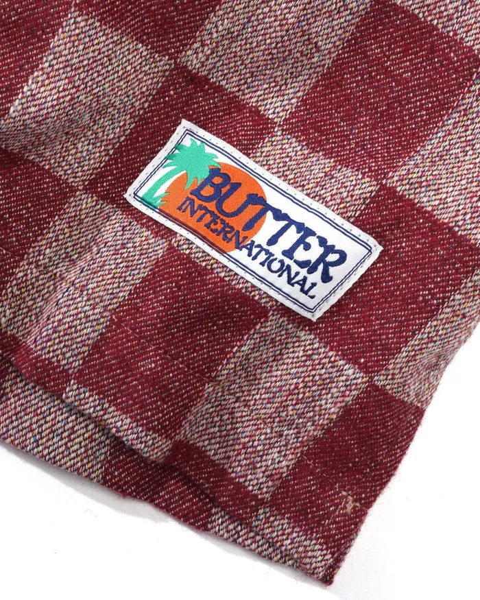 Shirts Men Butter Goods Checker Vacation SS Shirt Burgundy