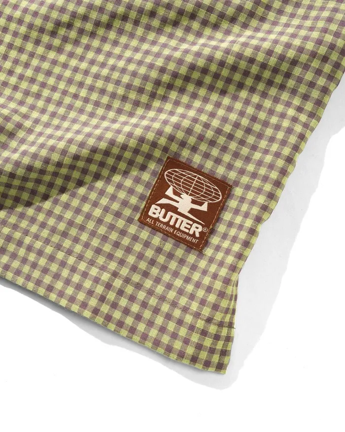 Shirts Men Butter Goods Gingham SS Shirt Lime Mauve Shirts Men Butter Goods Gingham SS Shirt Lime Mauve