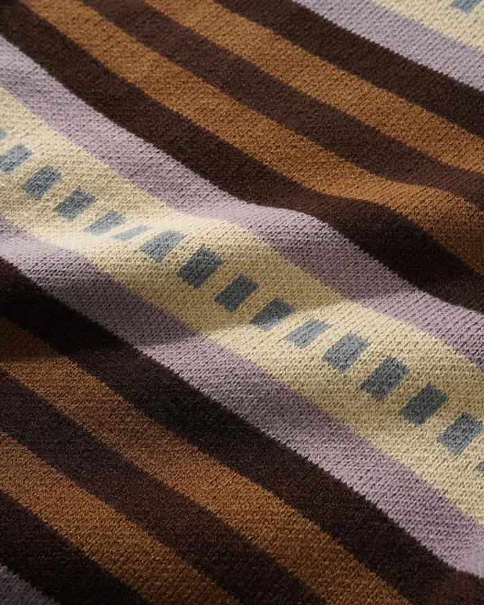 Shirts Men Butter Goods Linear Knitted Polo Chestnut Shirts Men Butter Goods Linear Knitted Polo Chestnut