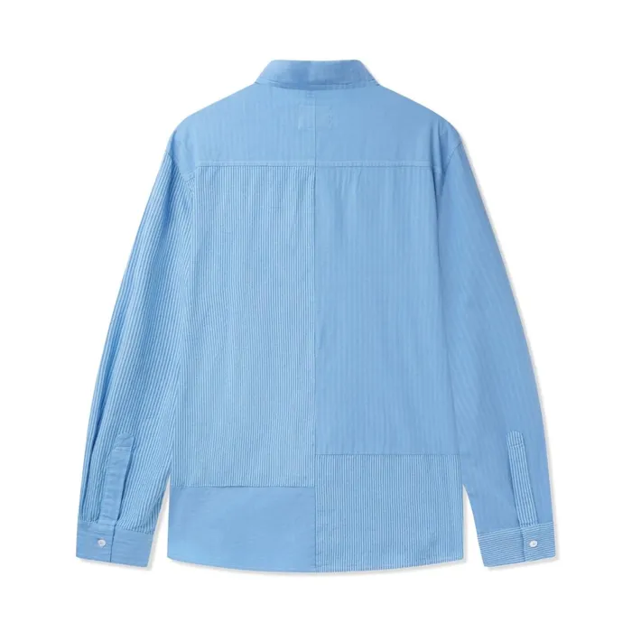 Shirts Men Butter Goods Patchwork Plaid LS Shirt Overdye Blue Shirts Men Butter Goods Patchwork Plaid LS Shirt Overdye Blue